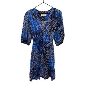 Anthropologie Porridge Blue Patchwork Mini Dress Size Medium